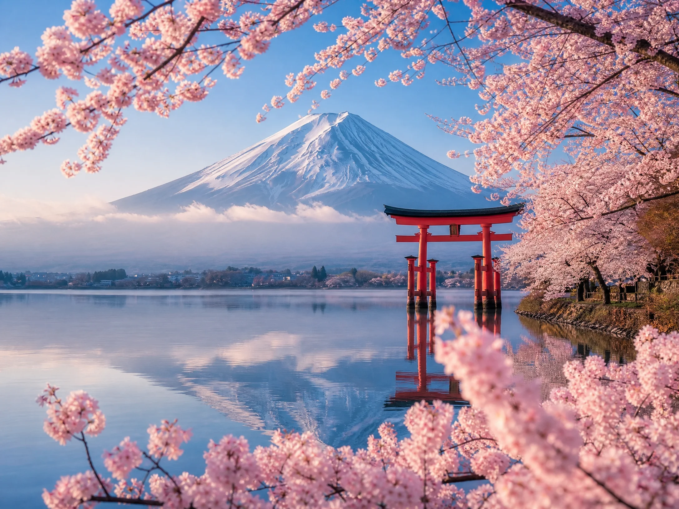 日本富士山樱花风景